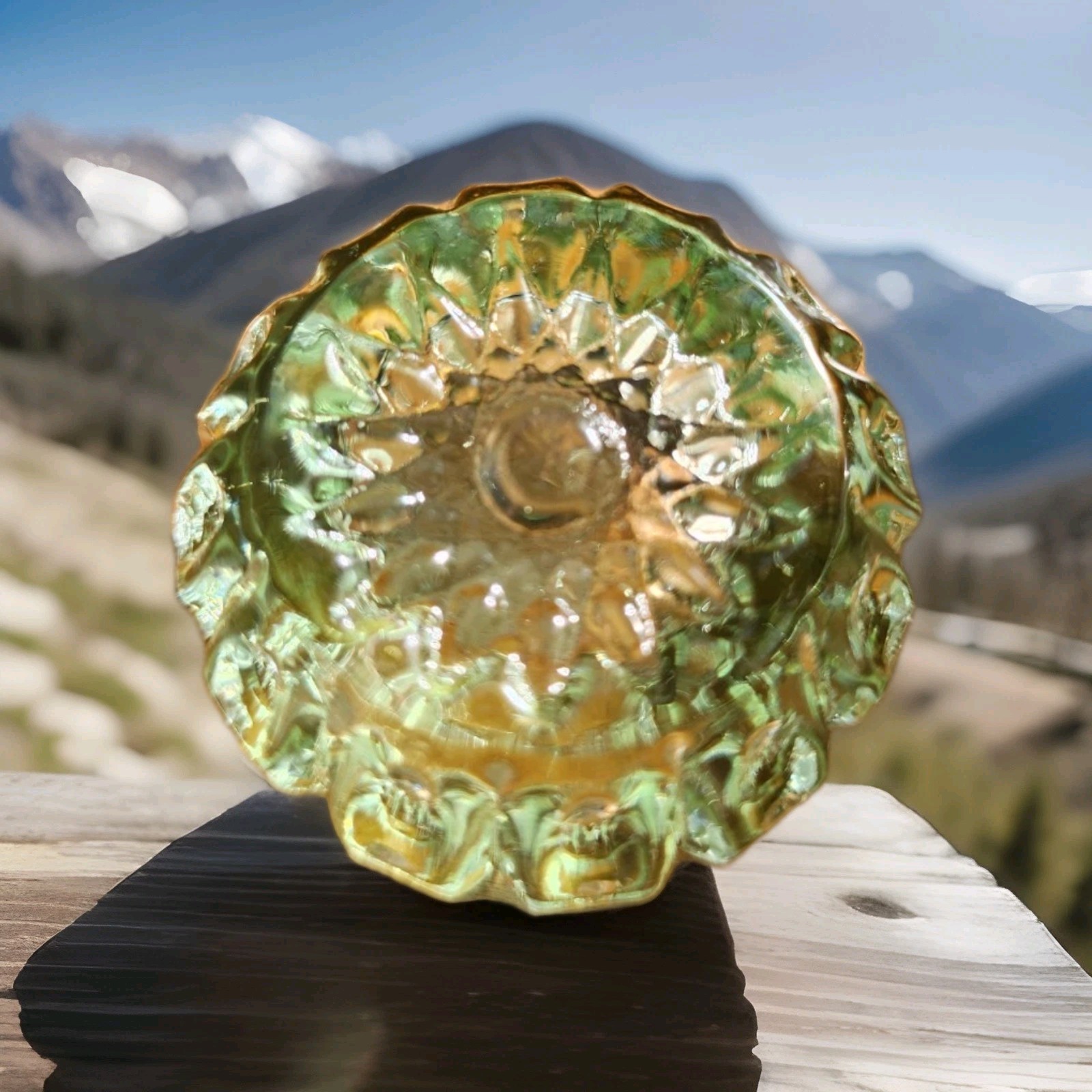 Key Lime Salt Dip 1 1/2" UV Shine Piink Westmoreland Mould Wilkerson Glass