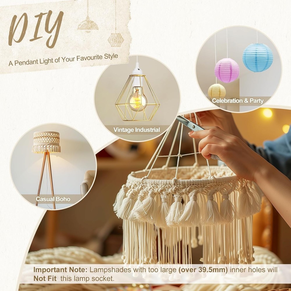 6.6ft Extension Cord with E26 Light Socket & Inline Control - 100W Power