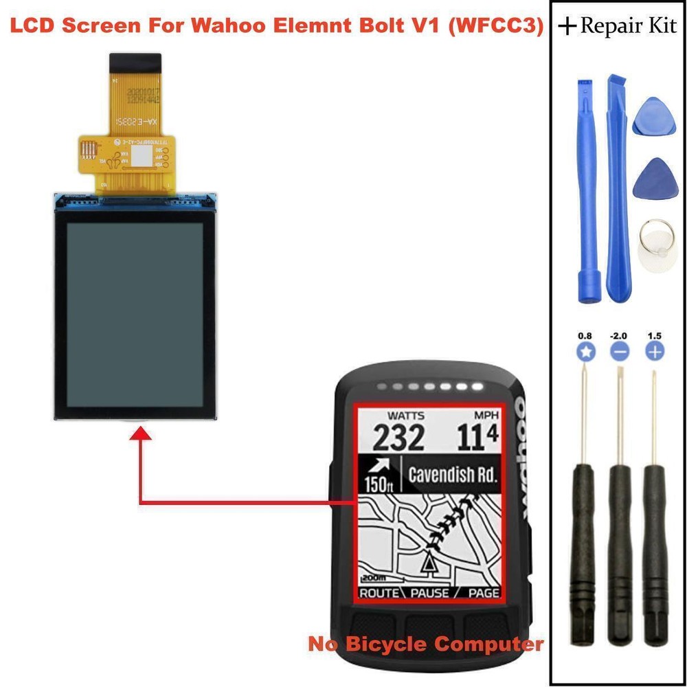 Wahoo Element Bolt V1（WFCC3）自行车GPS电脑更换的LCD显示屏