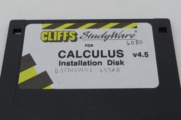 Cliffs StudyWare for CALCULUS Installation Disk V4.5 3.5" Floppy Disk vintage