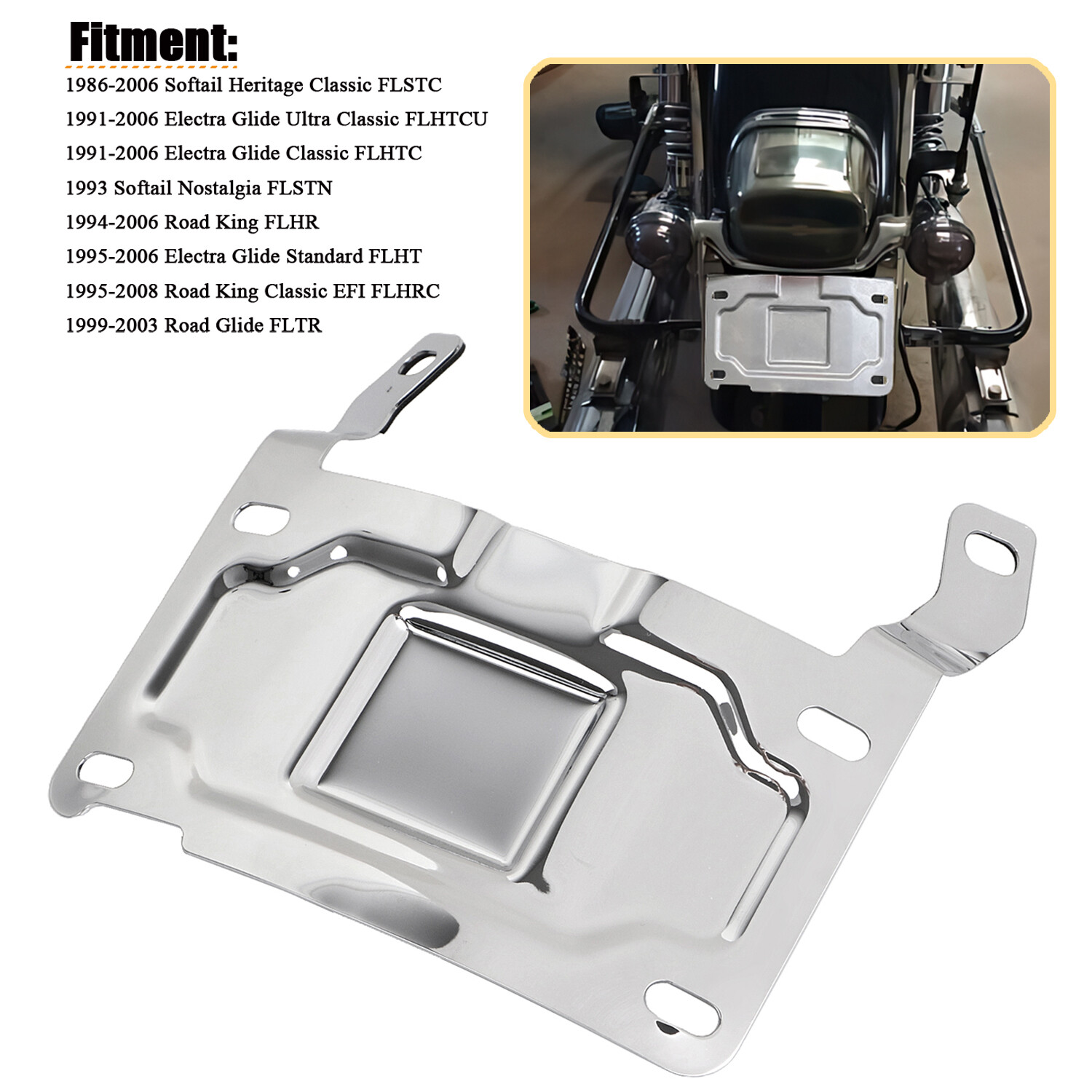 Chrome License Plate Relocation Mount For Harley Street Glide Road King Softail