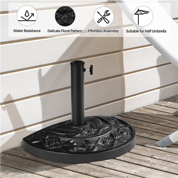 Half Round Patio Umbrella Base 20 lb 1.5″/1.9″Outdoor Umbrella Base, Black