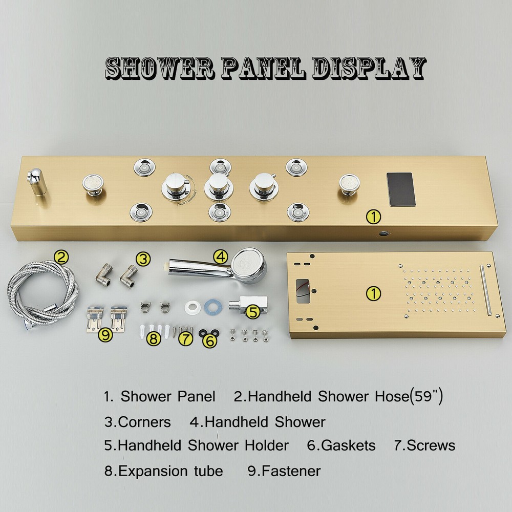 Shower Panel Tower System Shower Tower Set with LED Rainfall Head Massage Jets