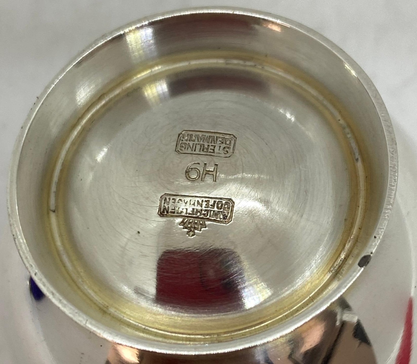 A. Michelsen Denmark Sterling Silver Blue Enamel Salt Cellar M01