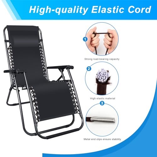 COITEK 4PCS Replacement Cord for Zero Gravity Chair, Universal Elastic Brown