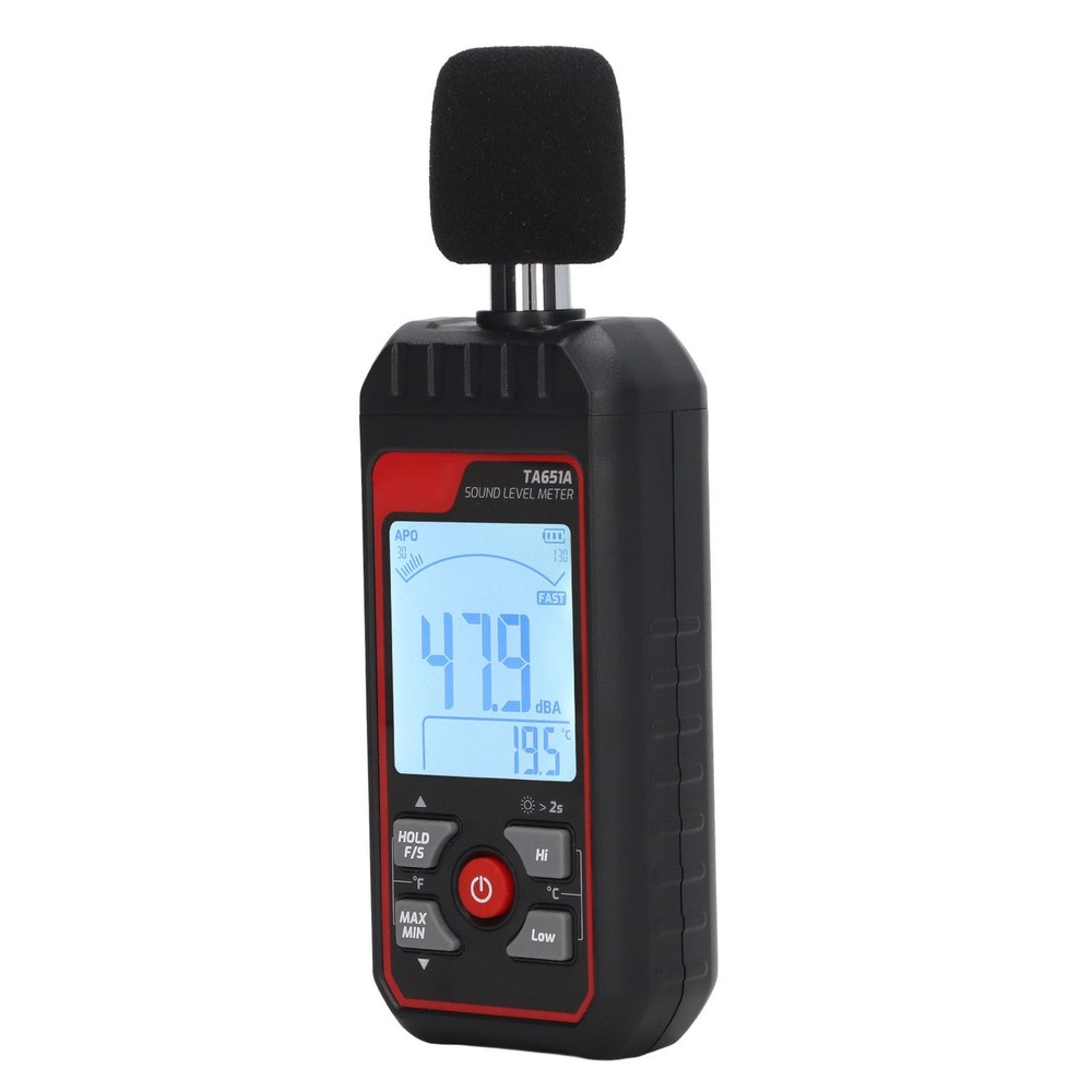 Sound Level Meter Sensitive Quick Response LCD Backlit Noise Tester Black
