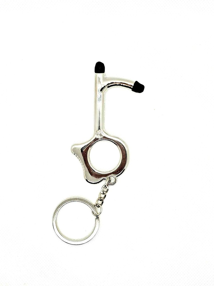 Antimicrobial Touchless Tool Alloy Door Opener Elevator Button Hand Key-SILVER