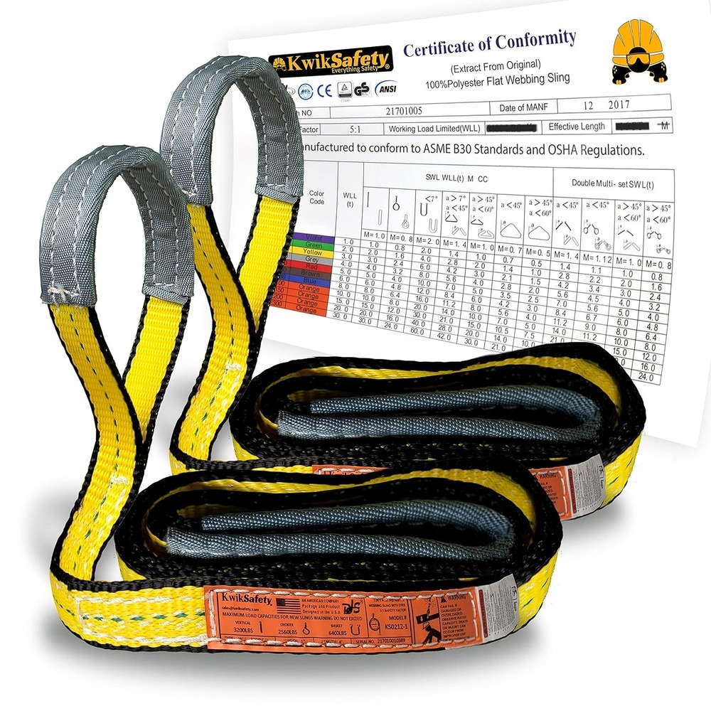 Mighty Sumo 1x4’ Poly Web Sling 2 Pack Heavy Duty Load Capacity 6400lbs