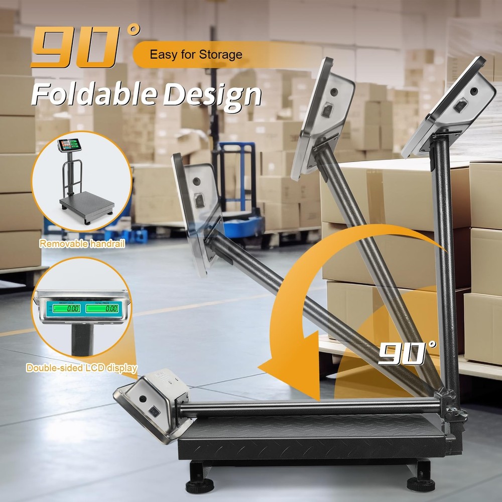 Computing Digital Platform Scale 660LB Foldable Floor Scale Dual-Sided LCD Di...