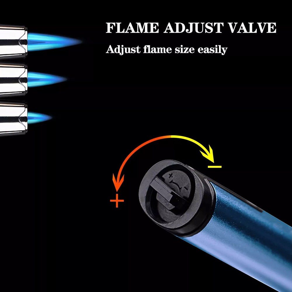 Refillable Butane Torch Lighter Adjustable Pen Lighter Double Flame Lighter Jet
