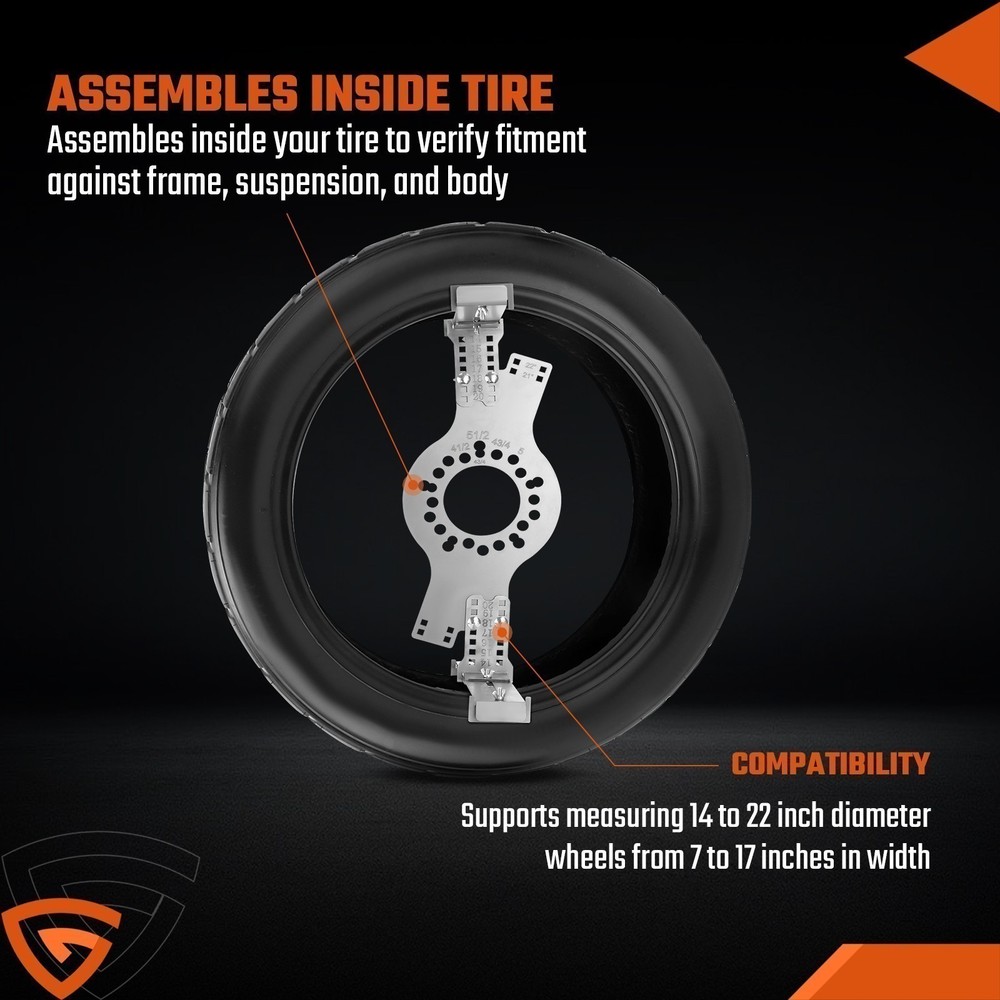 Wheel Fitment Testing Tool, Tire Size Fit Test Measuring Mockup, 5-Lug Pattern