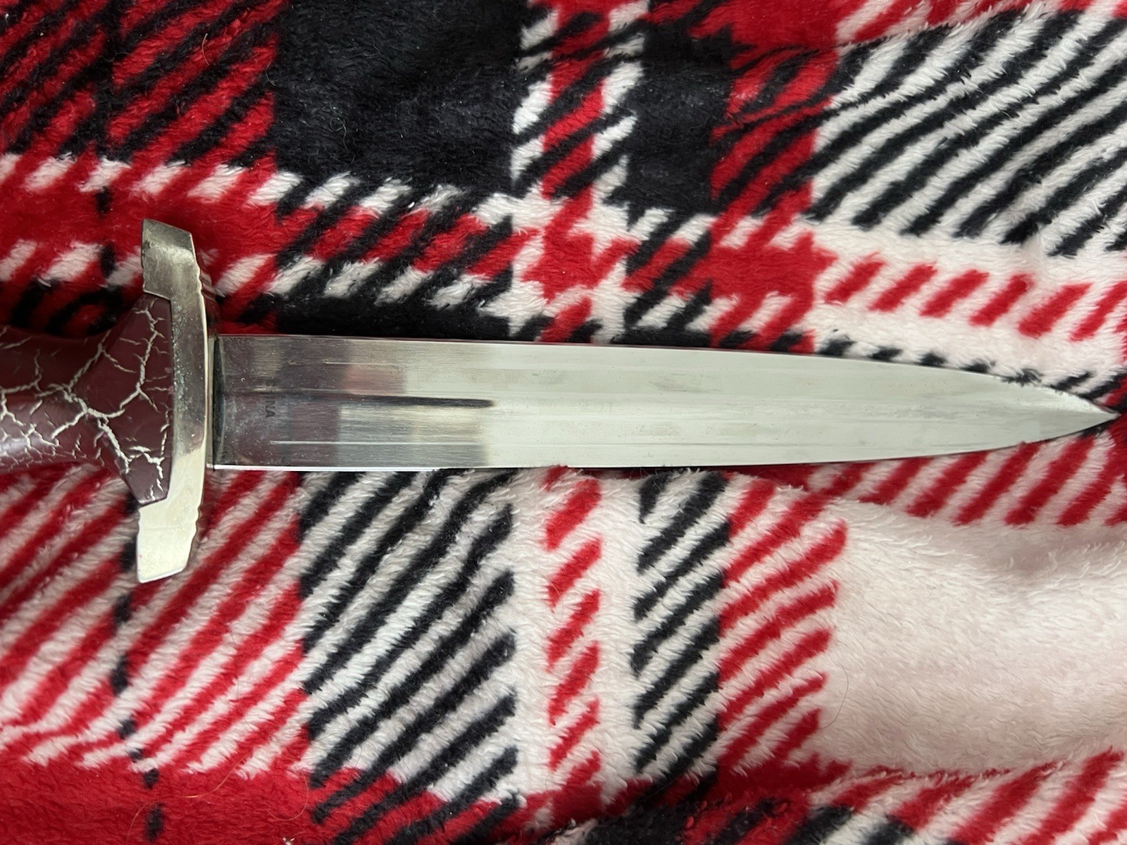 Red Silver Decorative Dirk Dagger Stainless Steel Blade Metal Handle with Sheath