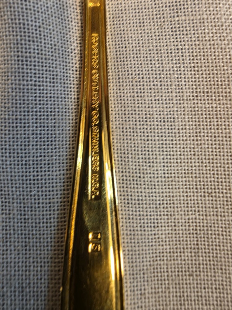 80 Pc Rogers Gold Stainless Flatware. USA.