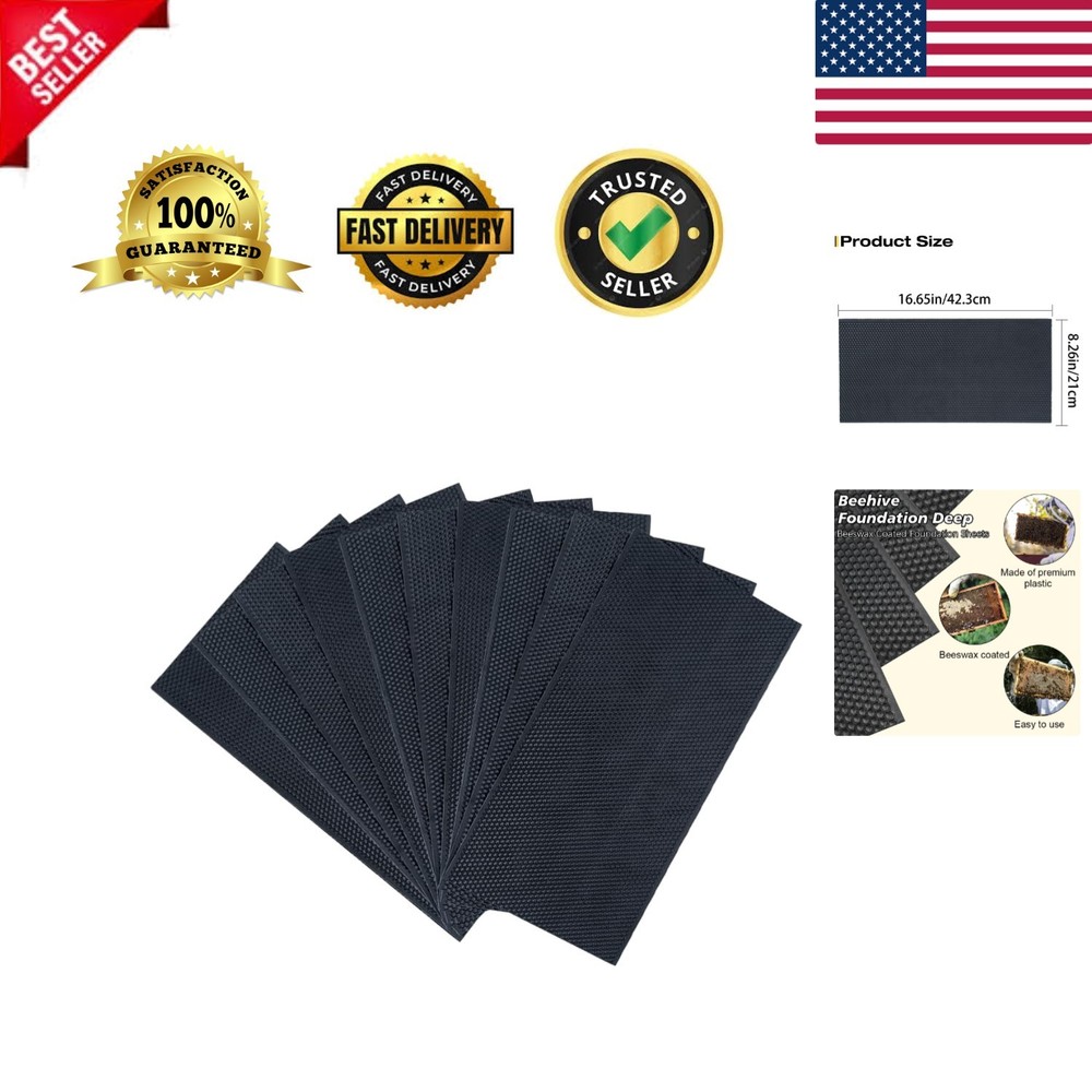Natural Beeswax Coated Deep Foundation Sheets for Easy Beekeeping - 10 Pack
