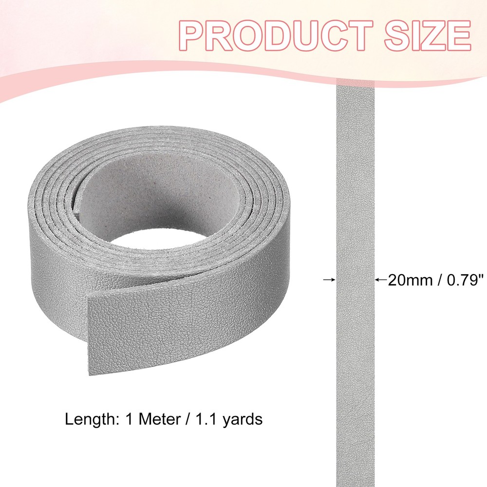Faux Suede Leather Strap 20mm x 1.1 Yard Leather String Cord, Silver