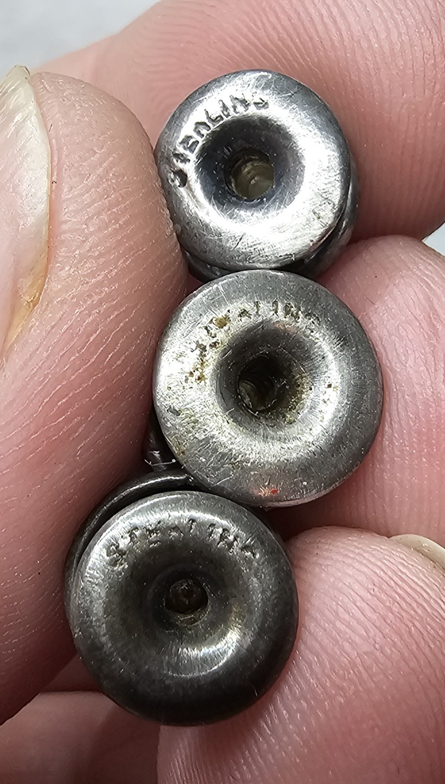 ANTIQUE Art Nouveau Sterling Silver Shirt Studs Set of 3 Ornate Scroll Design