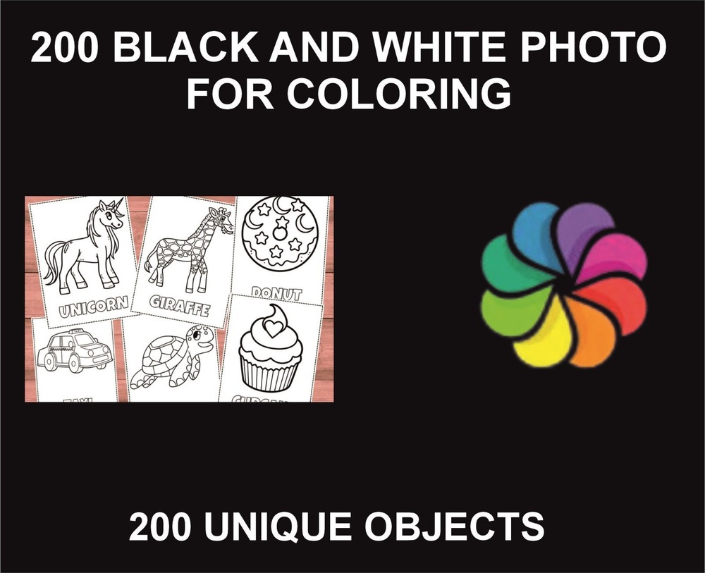 200 Unique Objects Pages For Coloring, PDF Pages