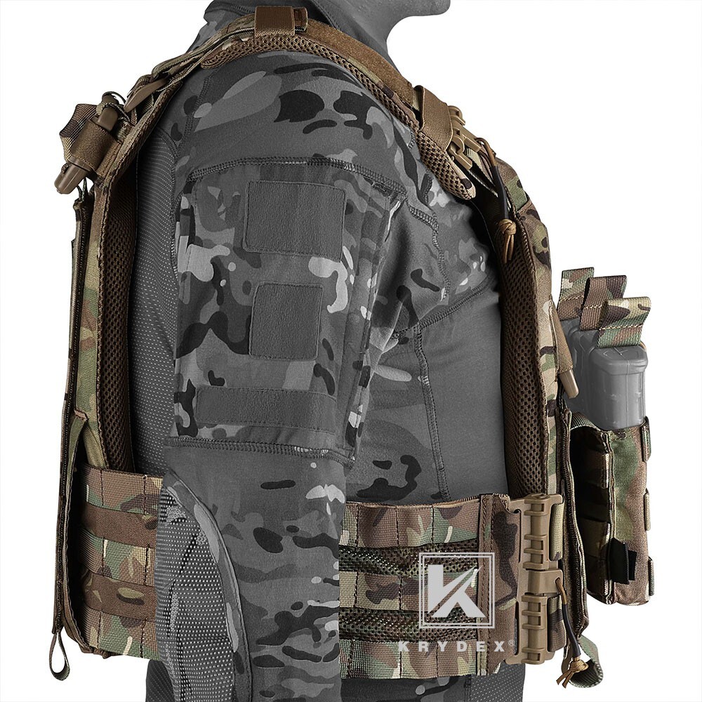 KRYDEX Plate Carrier Tactical Vest Quick Release & Laser Cut MOLLE Panel Black