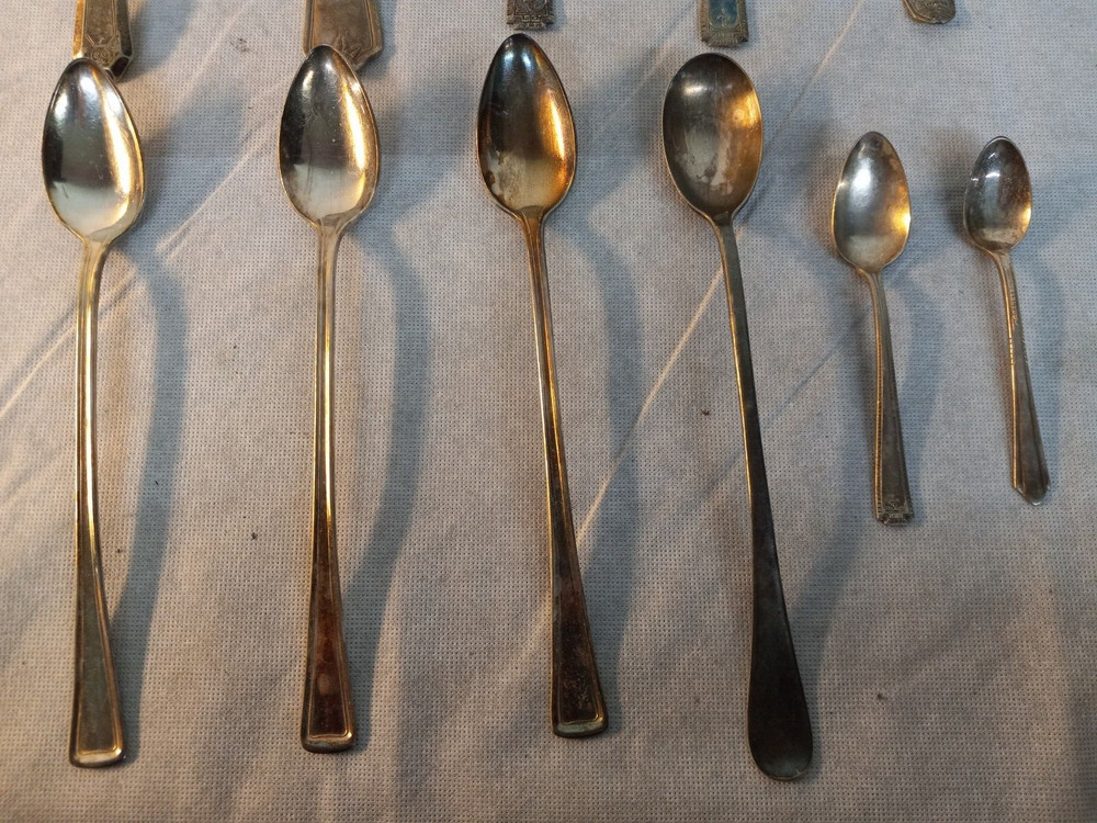 Lot of 11 Silver Plate SERVING SPOONS - Various Brands & Sizes