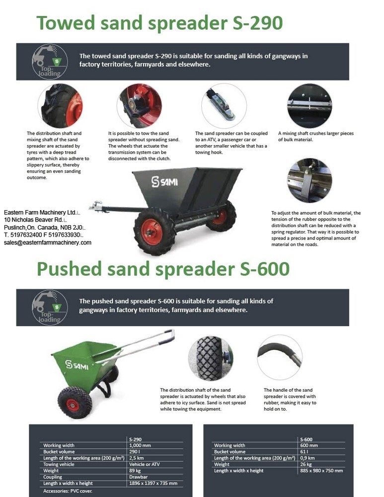 SAMI S-600 - walk behind ground driven sand spreader