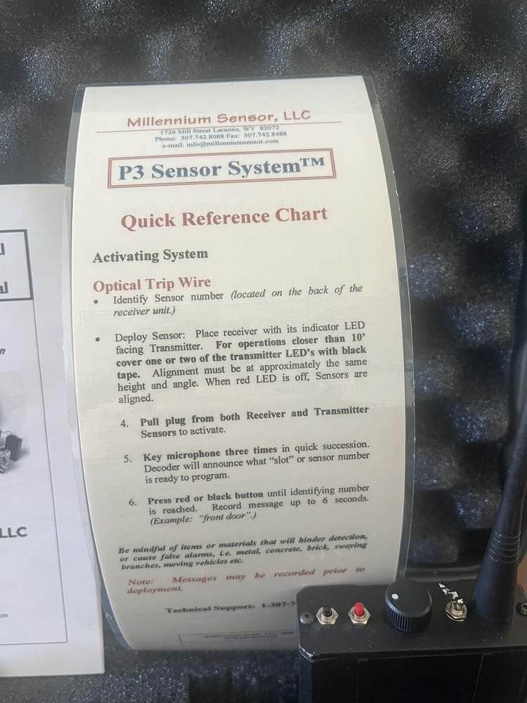 Millennium Sensor P3 Perimeter Alarm Mobile Remote Sensor System