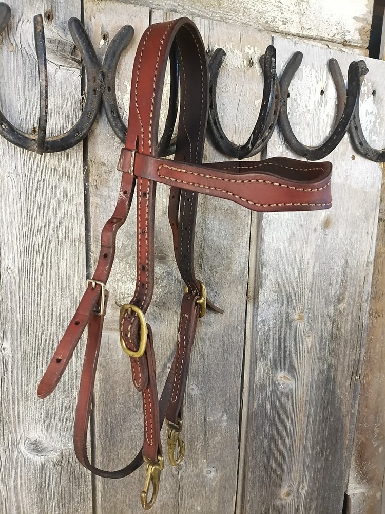 Scalloped Browband Western Headstall With brass Snaps