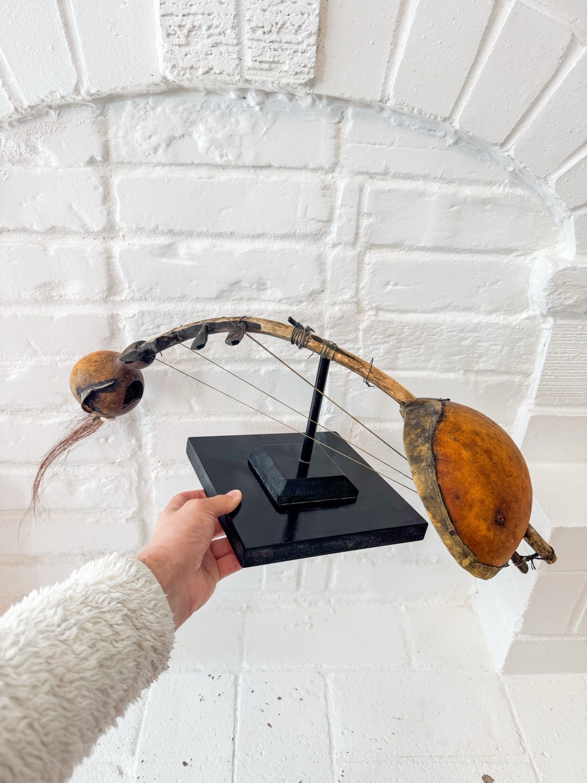 VTG African Gourd String Instrument Handcrafted Tribal Lute Harp West Africa