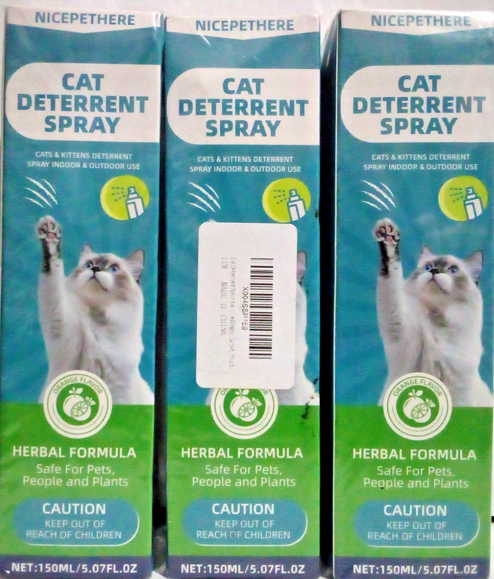 LOT 3  Cat Deterrent Spray Natural Indoor & Outdoor Safe Herbal Formula FREE S/H