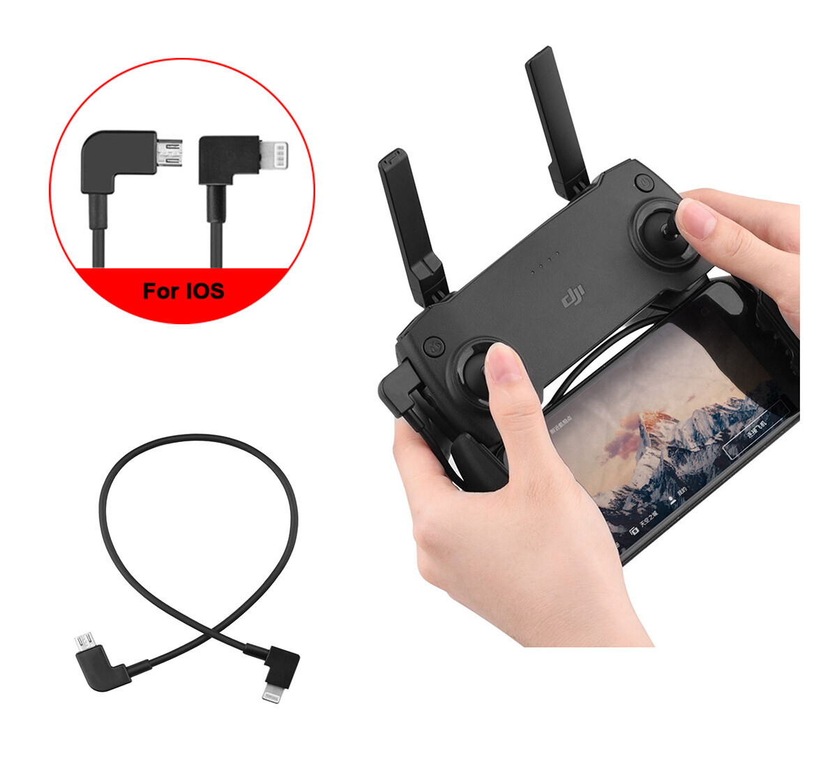For DJI Mavic Mini Controller to IOS iPhone / iPad Lightning OTG Micro USB Cable
