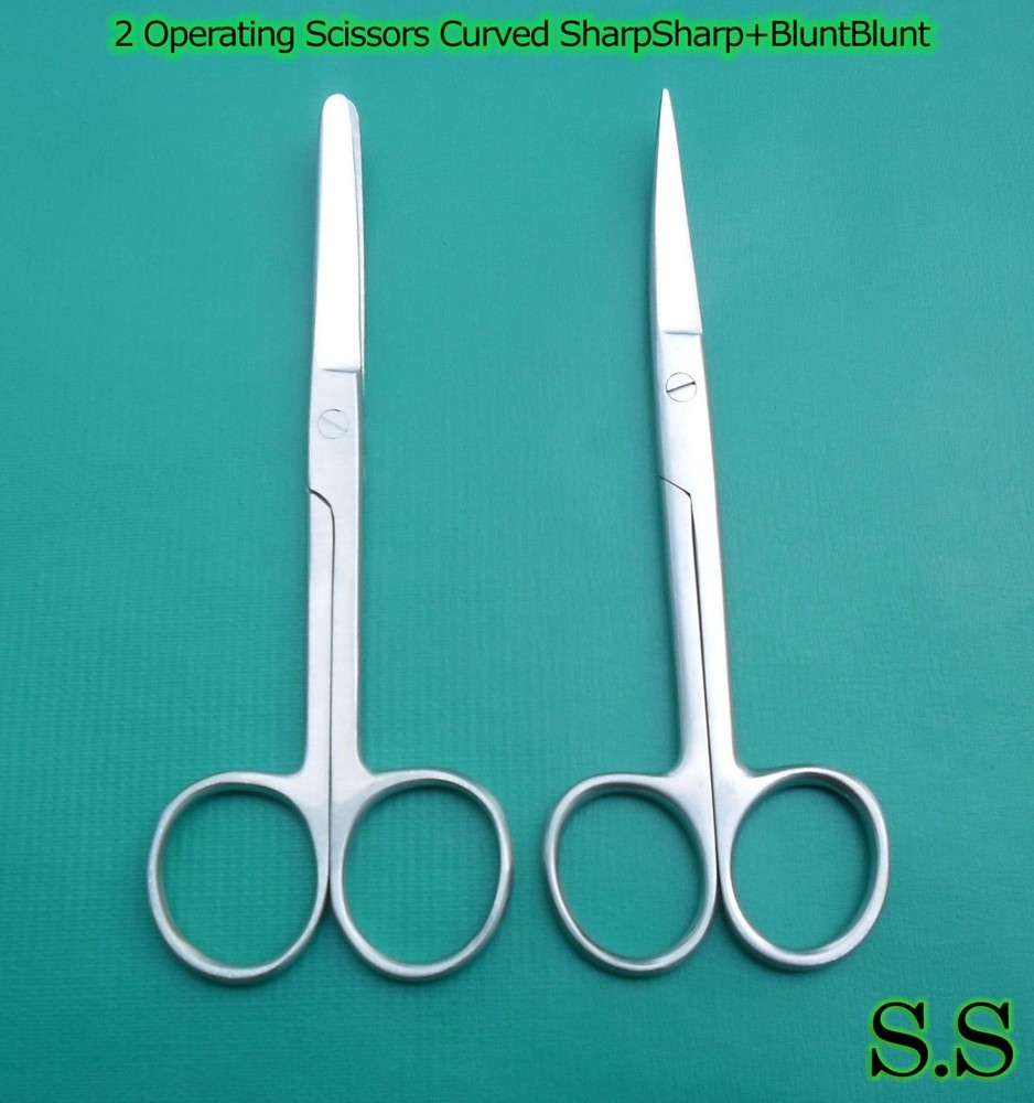 2 OPERATING DISSECTING SCISSORS 4.5"CURVED SHARP/SHARP BLUNT/BLUNT