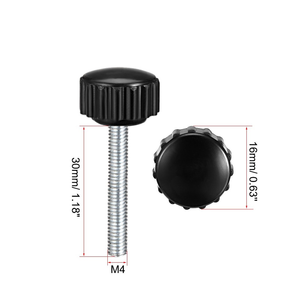 M4 x 30mm male thread knurled locking knobs 4 pcs