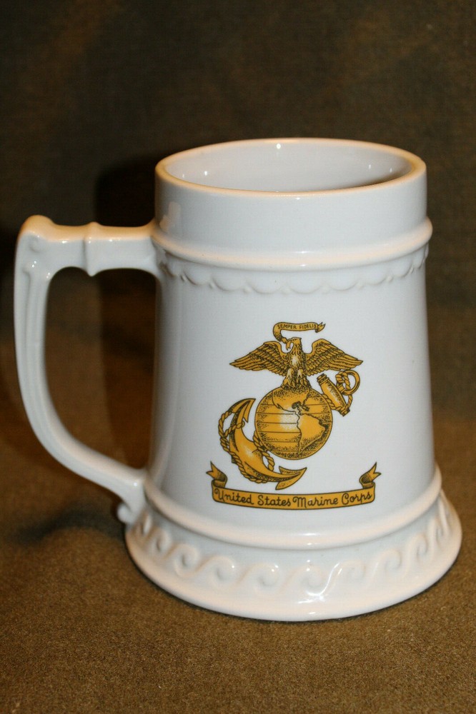 Scarce Original WW2 U.S. Marine Corps "MACS-4" White Ceramic Mug, Named