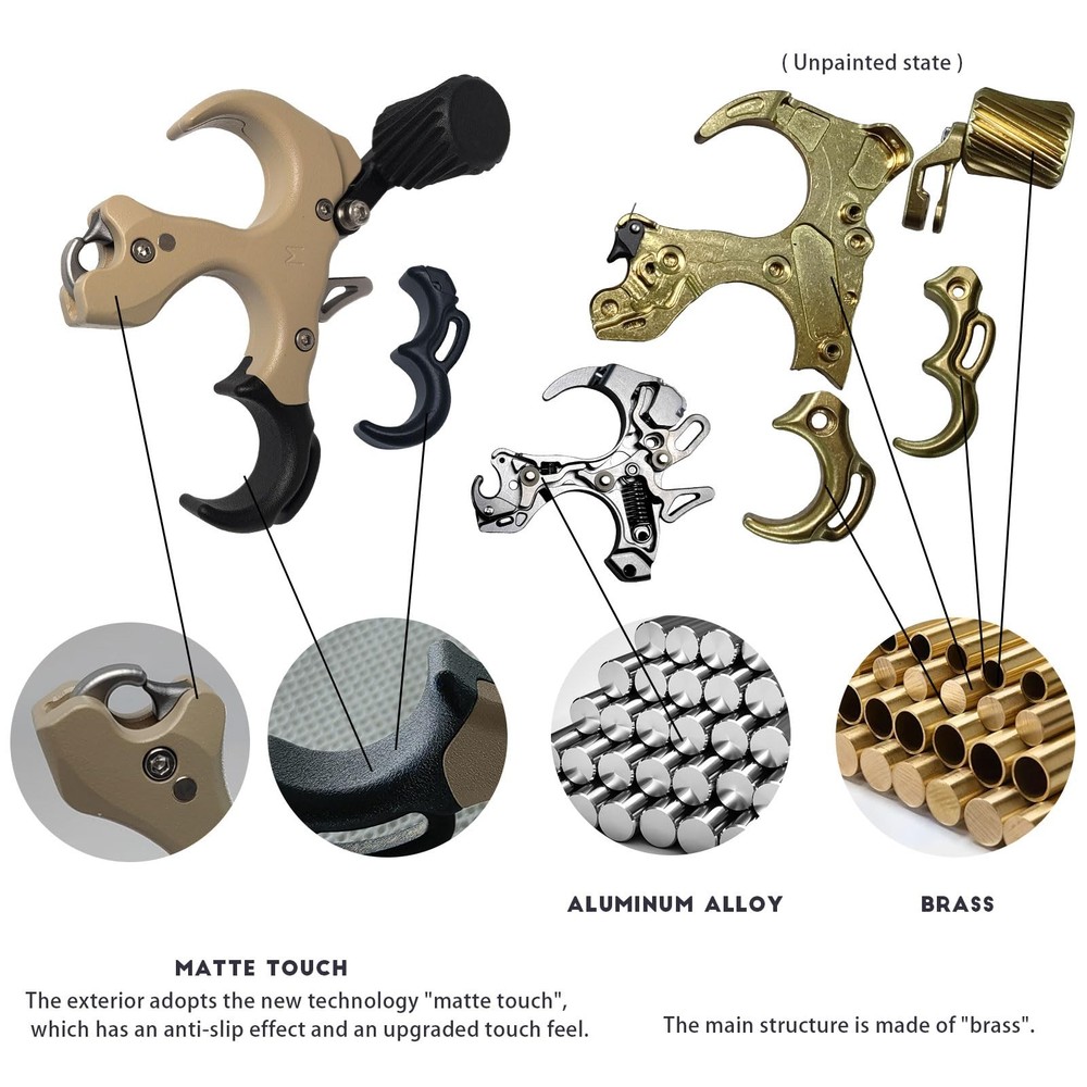 Thumb Release for Compound Bow,Copper Material Archery Release Aids,3 or 4 Fi...