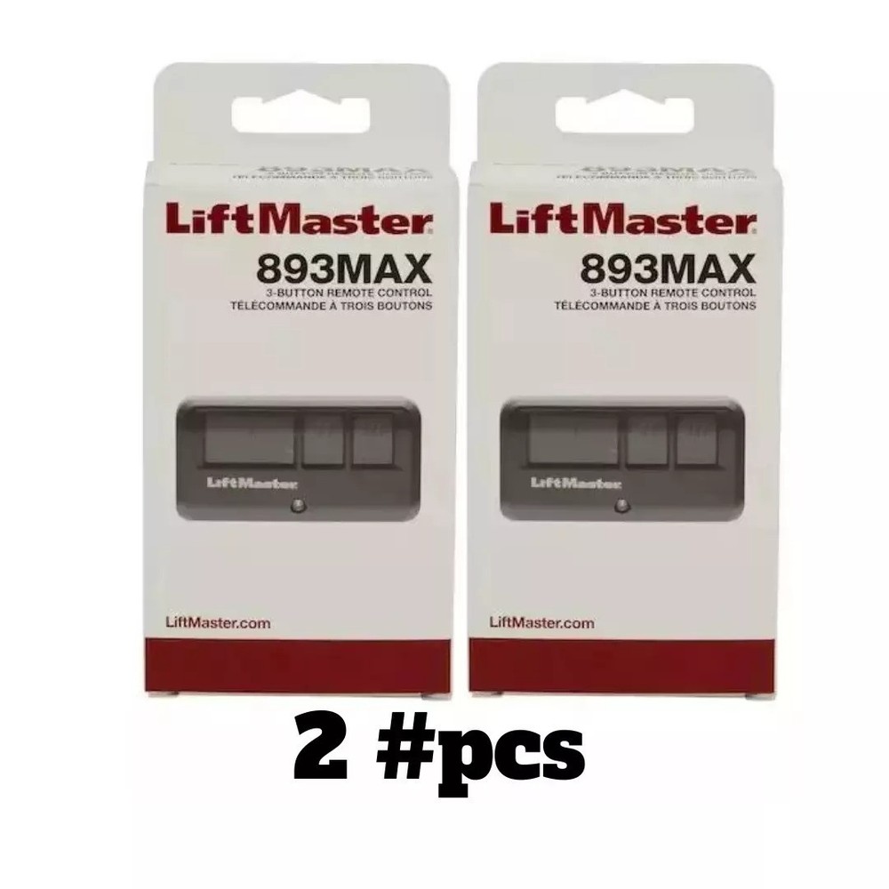 2 Pack LiftMaster 893MAX 3 Button Visor Remote Control Garage Door Opener