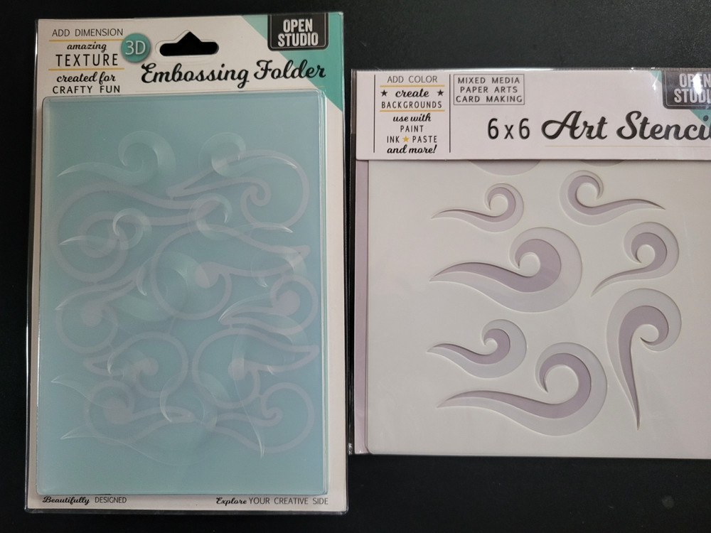 MEMORY BOX Curling Waves 3D Embossing Folder Matching Dies and Stencil Set Ocean