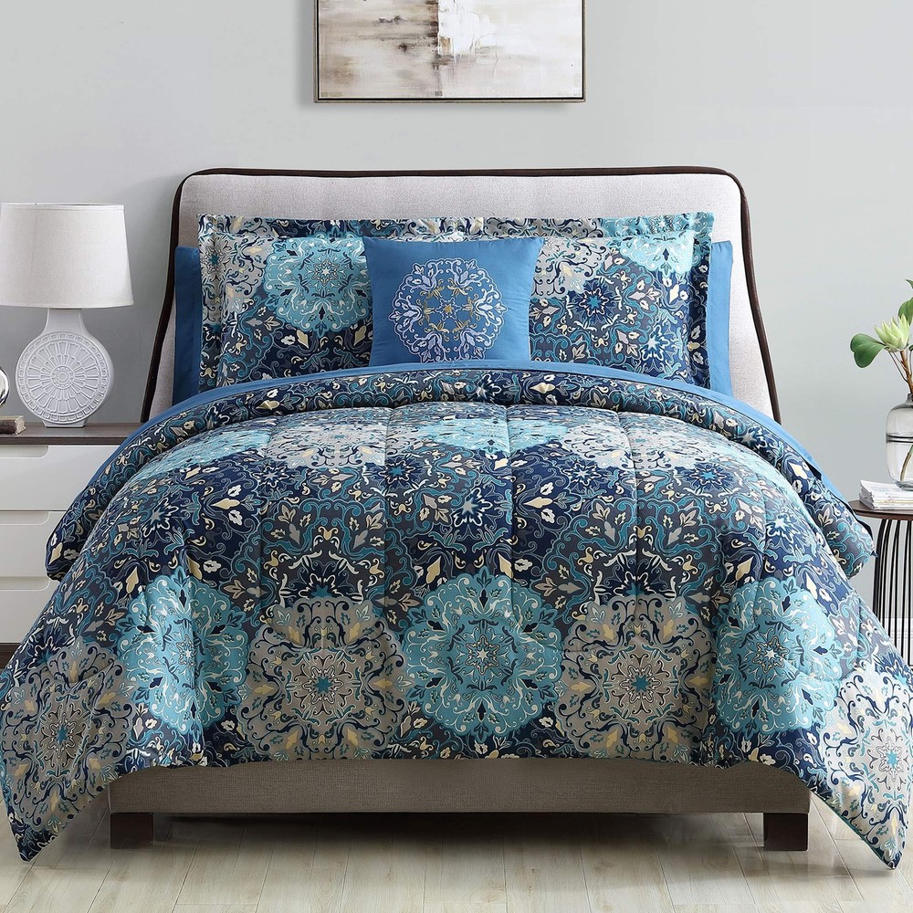 Modern Threads 6-Piece Printed Reversible Complete Bed Set Granada Twin