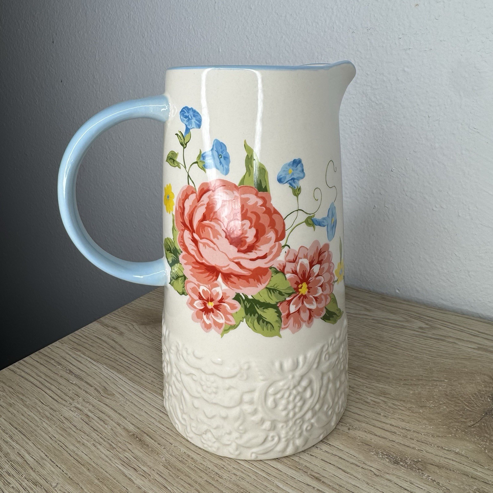 Pioneer Woman Sweet Rose Pitcher 2.1 Quart 9 Inches Talk Floral NEW Western