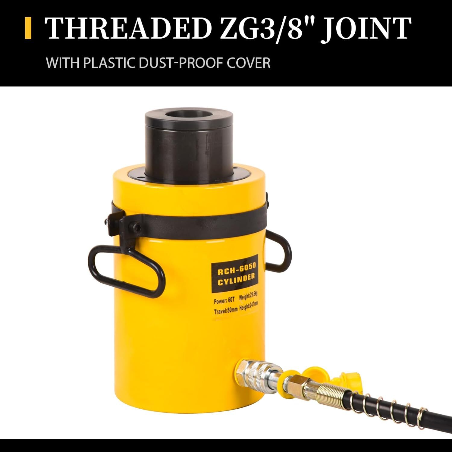 60Ton Single Acting Hydraulic Cylinder 2" Stroke Hollow Jack Ram RCH-6050