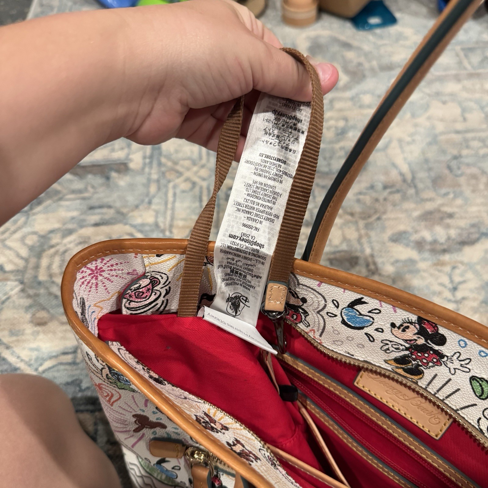 Dooney & Bourke Disney Sketch Mickey & Minnie Mouse Castle Handle Tote Bag Purse