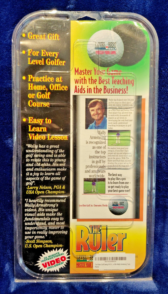 The Ruler Golf Practice Aid by Gary Player Putting Alignment Tool & VHS New