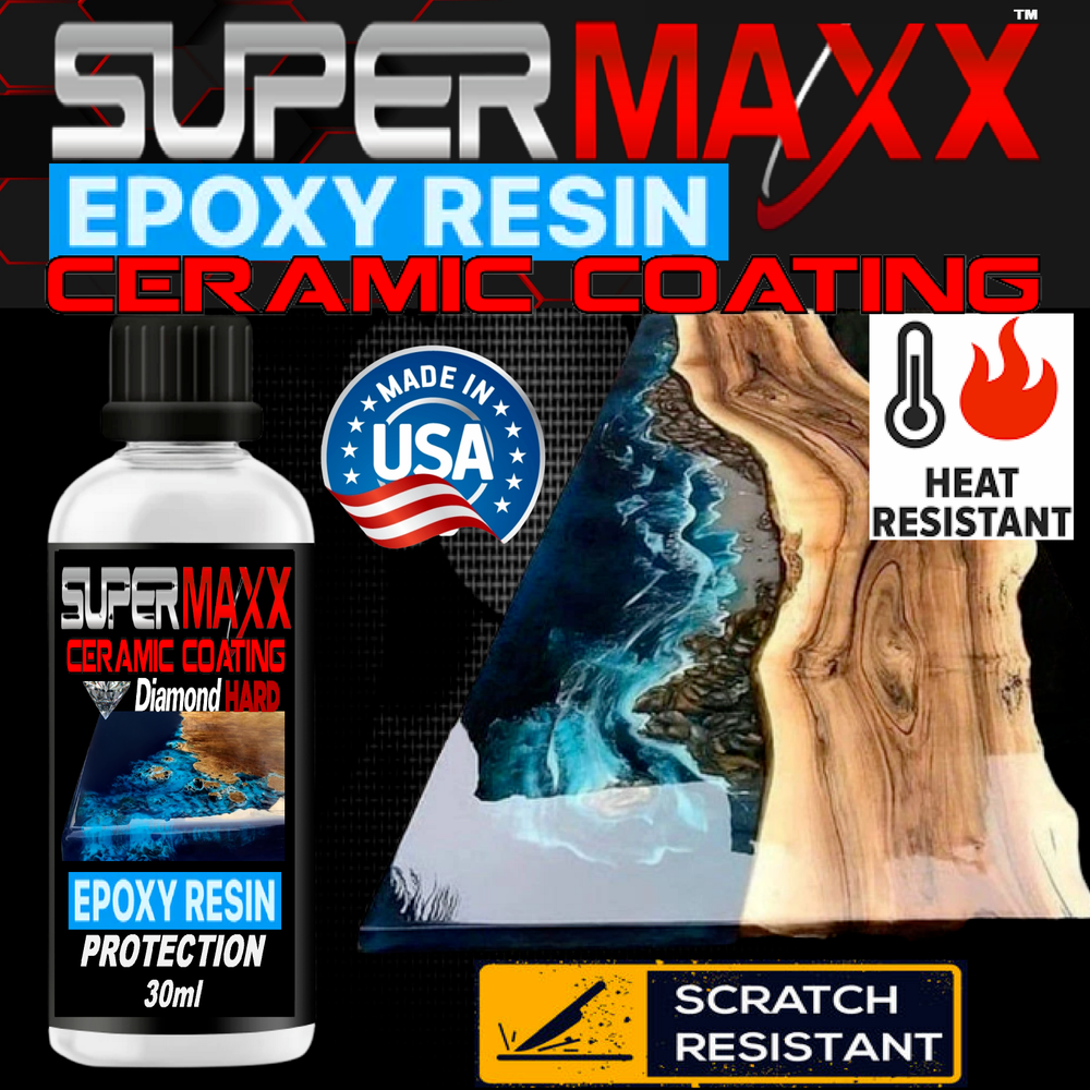 EPOXY RESIN TABLE TOP POLYSILAZANE CERAMIC COATING SCRATCH HEAT STAIN RESISTANT