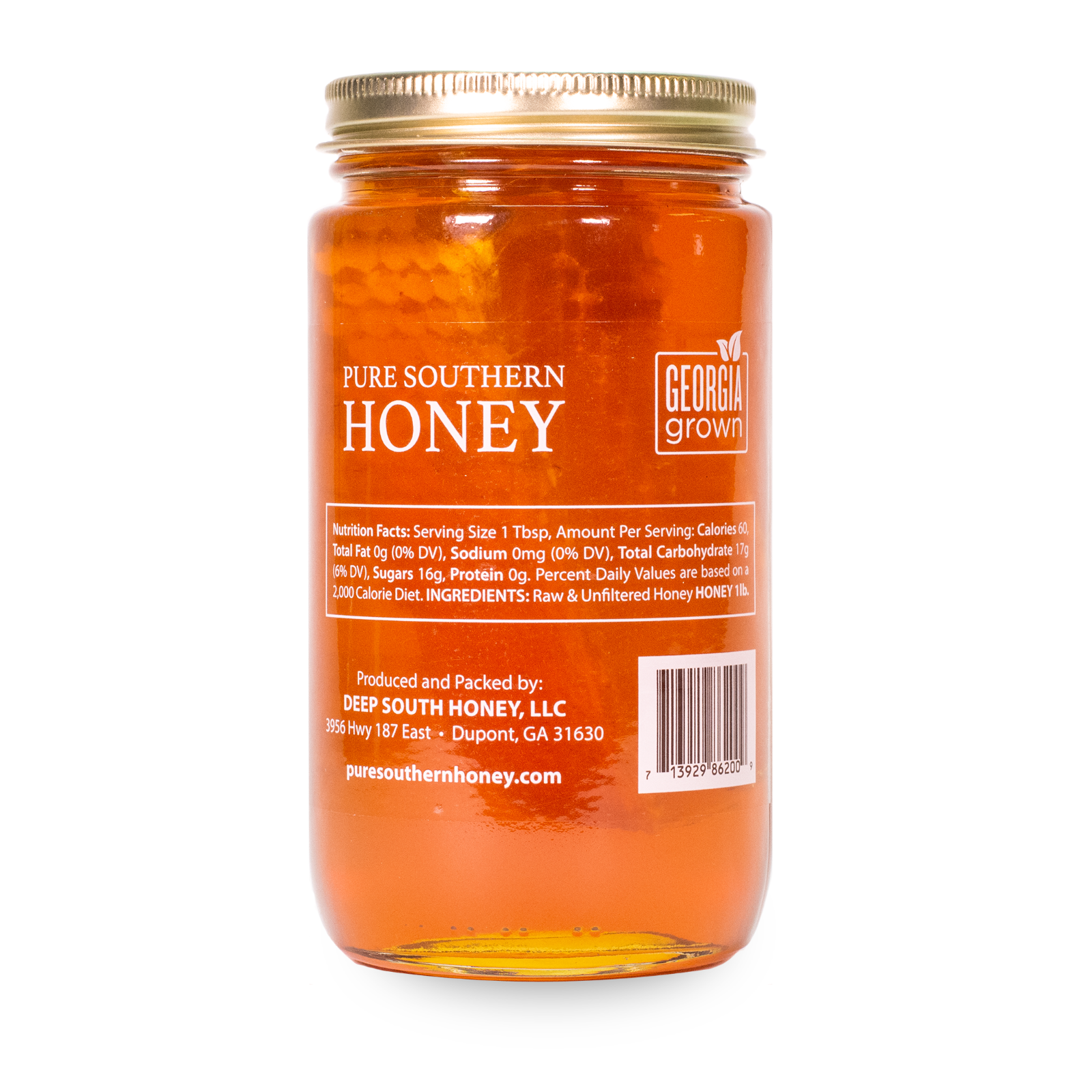 Raw & Unfiltered Honey with Comb 1lb. by Pure Southern Honey, New 2023 Crop