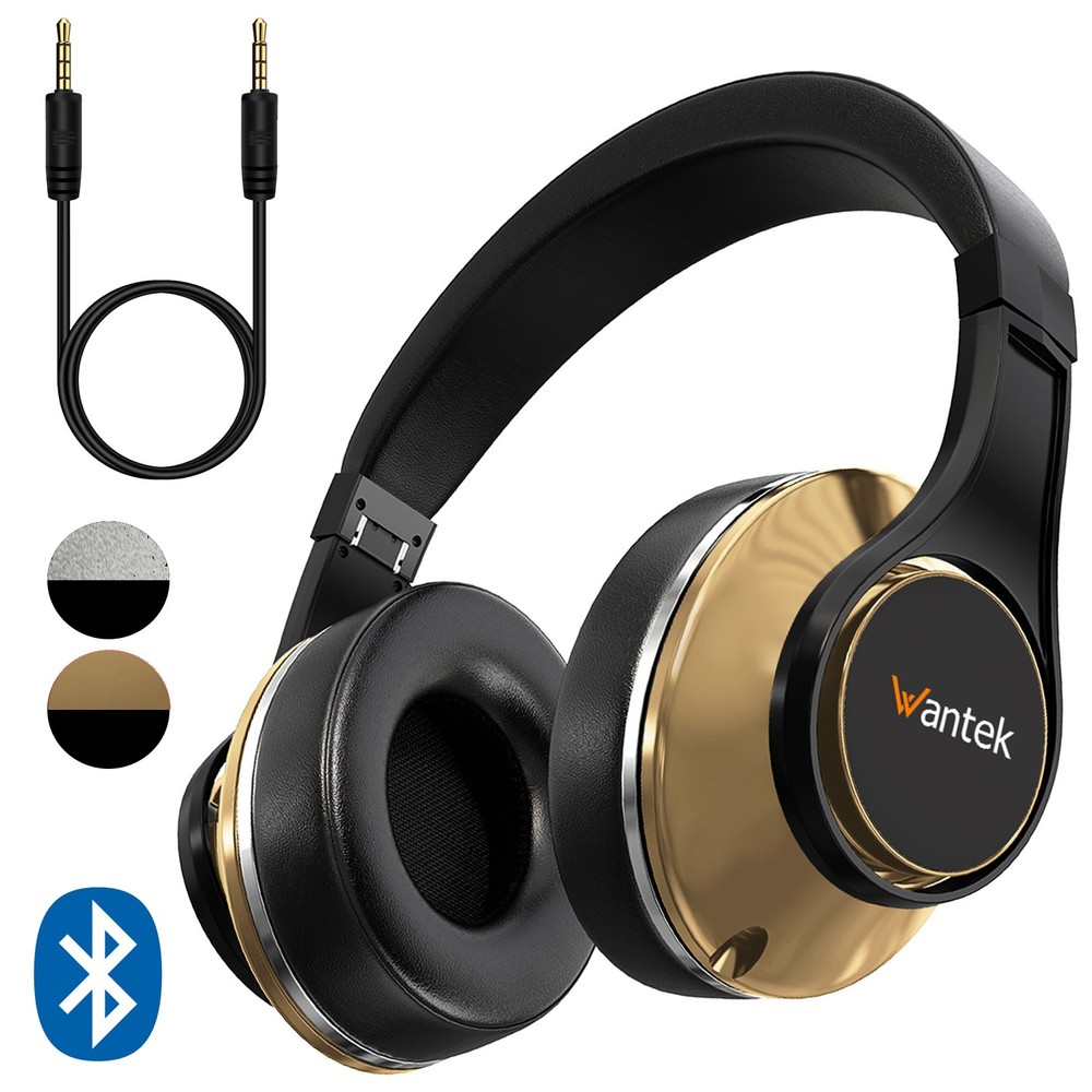 Wantek Wireless Over-Ear Headphone with 3.5mm cable Foldable Bluetooth Headset