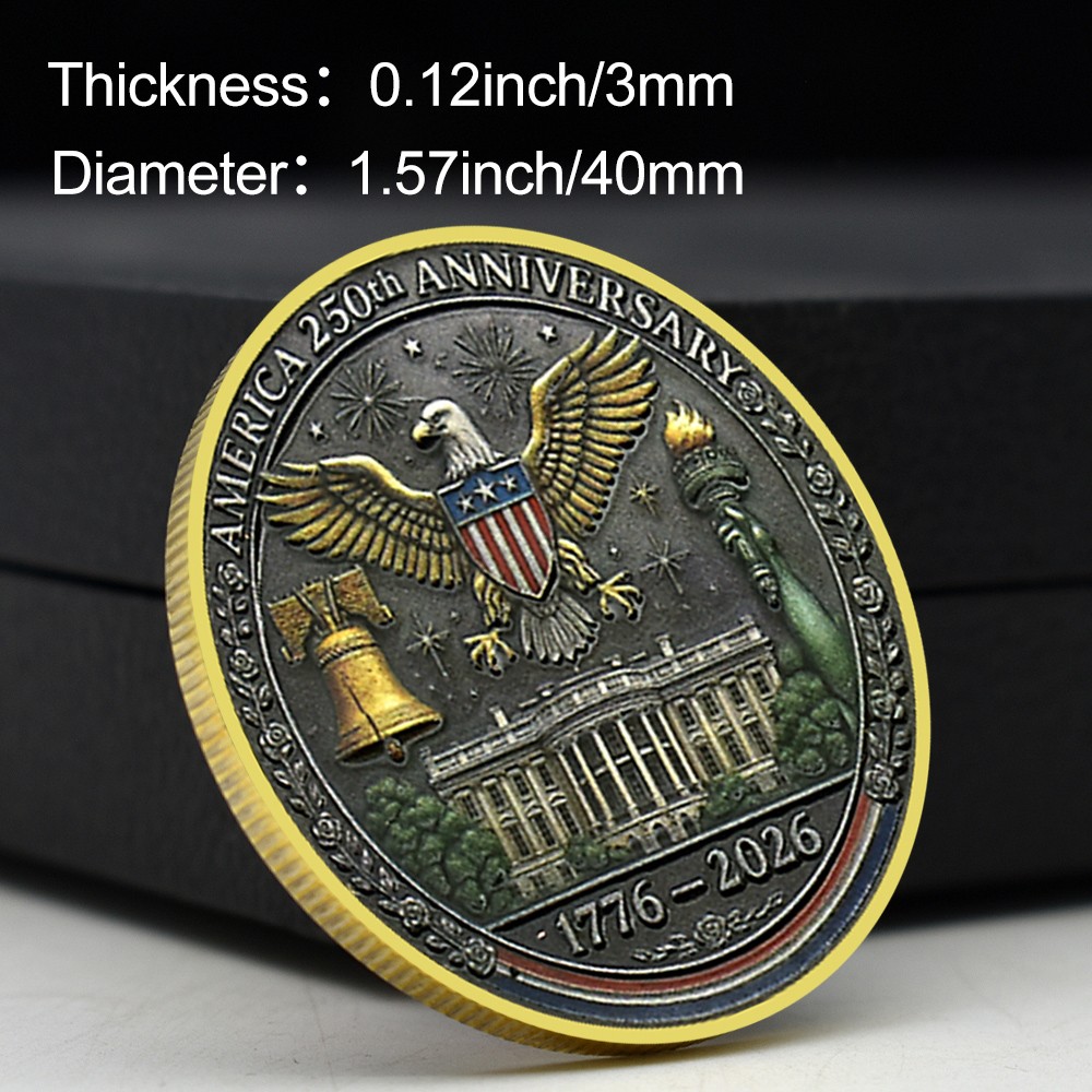 1776-2026 America 250th Anniversary Coin | Gold-Tone Patriotic Collectible Medal