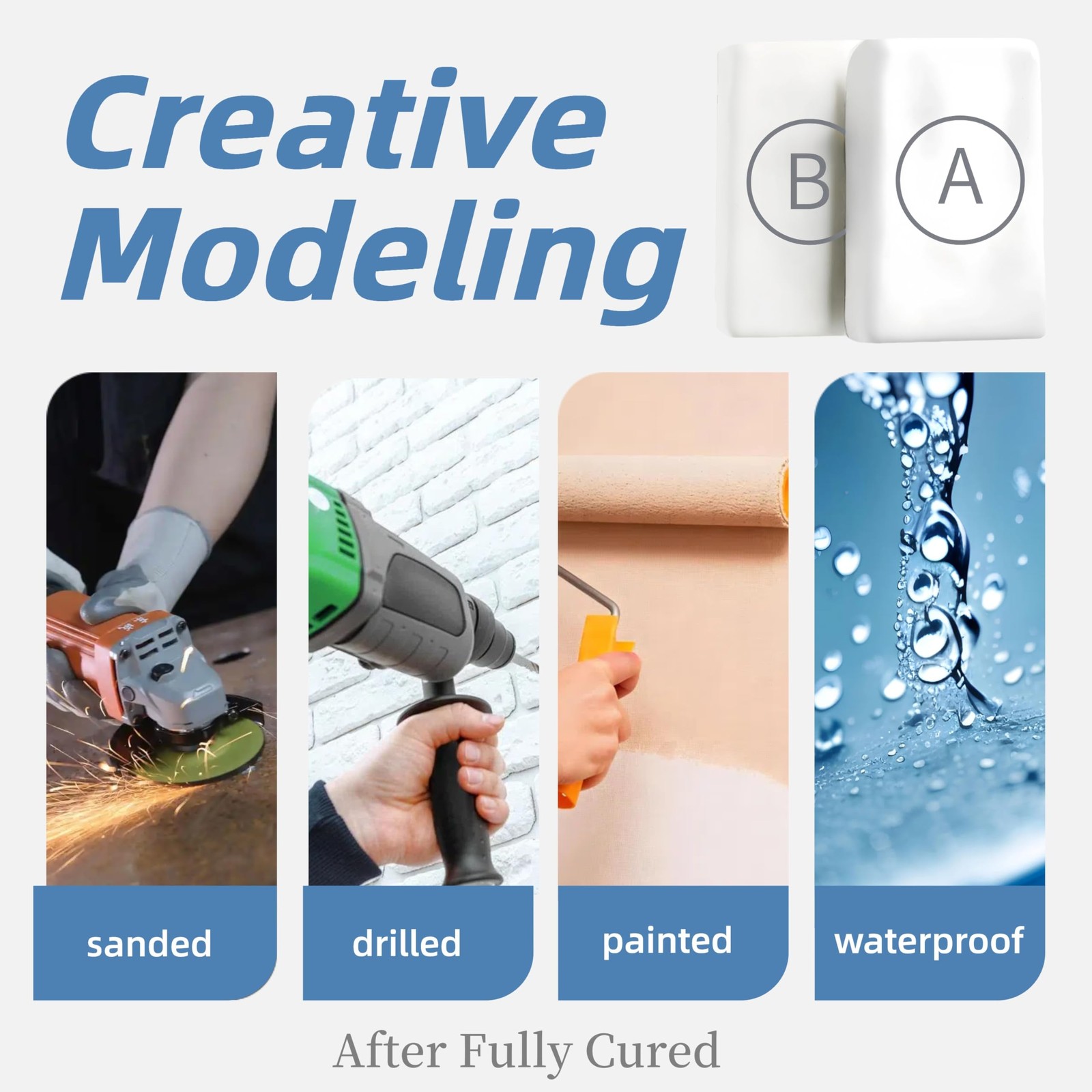 Epoxy Sculpt Clay, Putty 2 Part A & B Modeling Compound for Leaks White