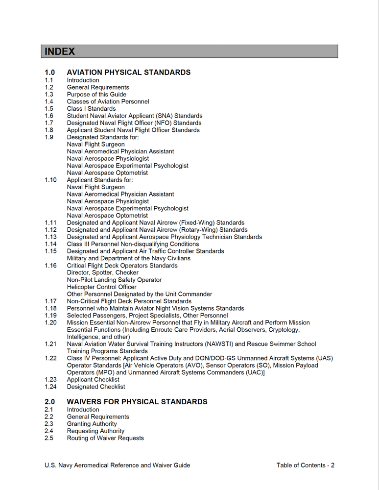 413 page 2020 U.S. Navy Aeromedical Reference and Waiver Guide on CD