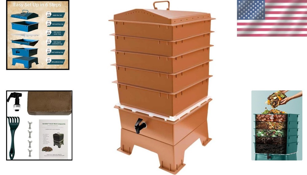 Efficient 50L Worm Composter with Airflow Control & Worm-Saver Tray Included
