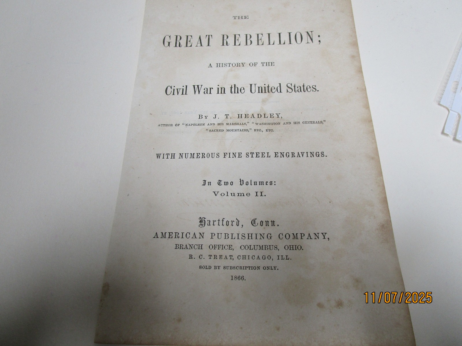 CONFEDERATE CHIE FTAINS CIVIL WAR POLITICAL ENGRAVING 1866 9 1/2 X 6 A-3