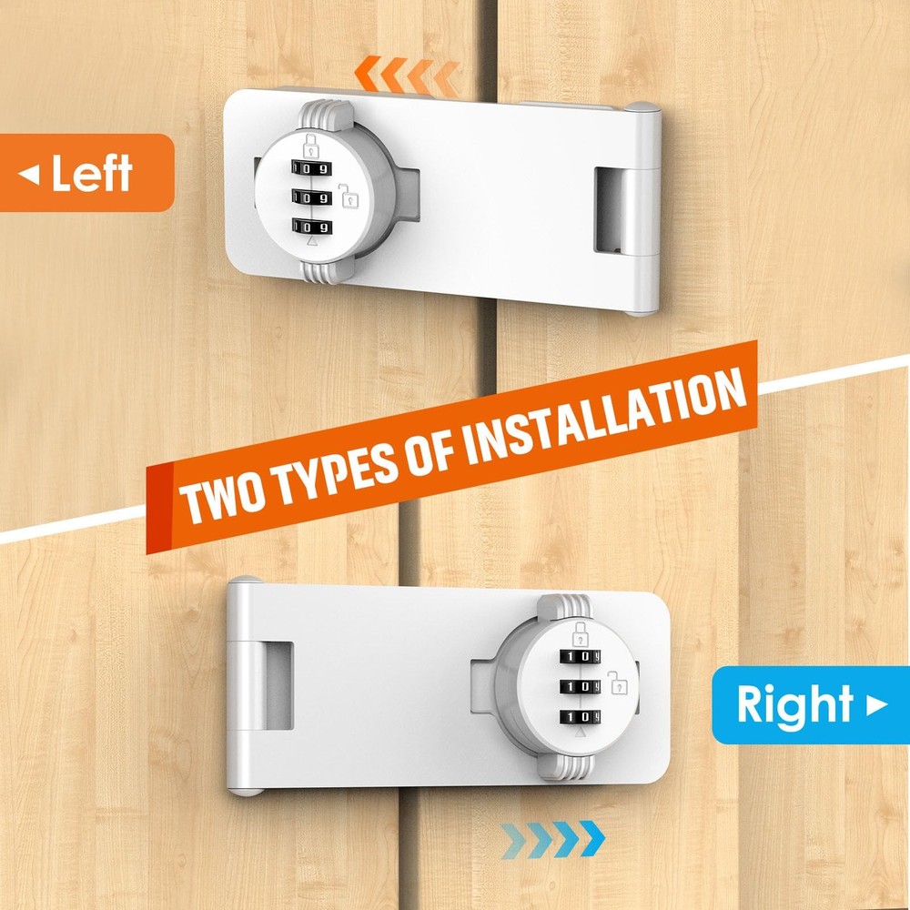 Keyless Cabinet Lock with Combination, Locker Code Lock with 3-Digit Combinat...