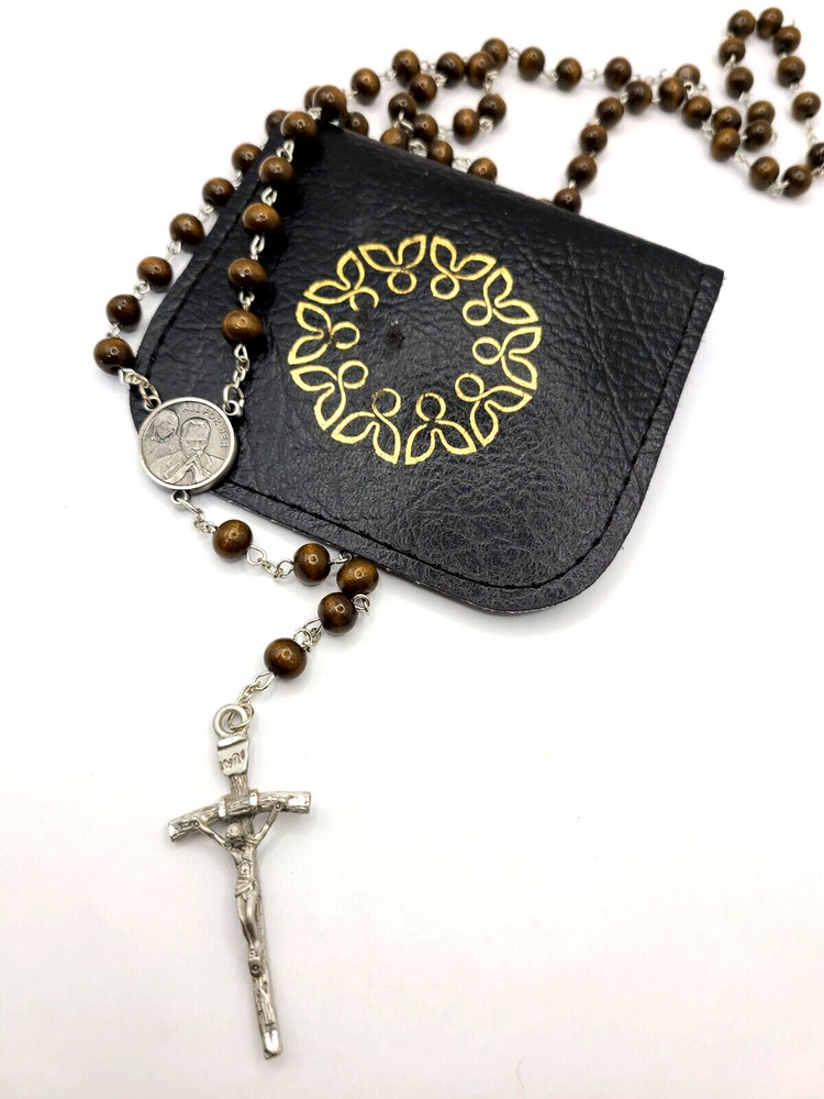 Wooden Bead Rosary Beads Jesus Cross Catholic Gift 30"